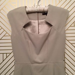 Light tan/ivory work dress with irregular neckline